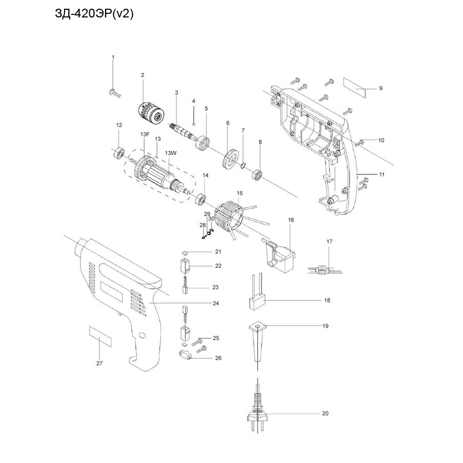 Дрель реверсивная ЗД-420ЭР